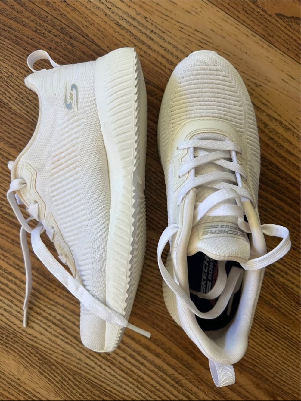 Skechers All-White Knit Lace-Up Comfort Trainers